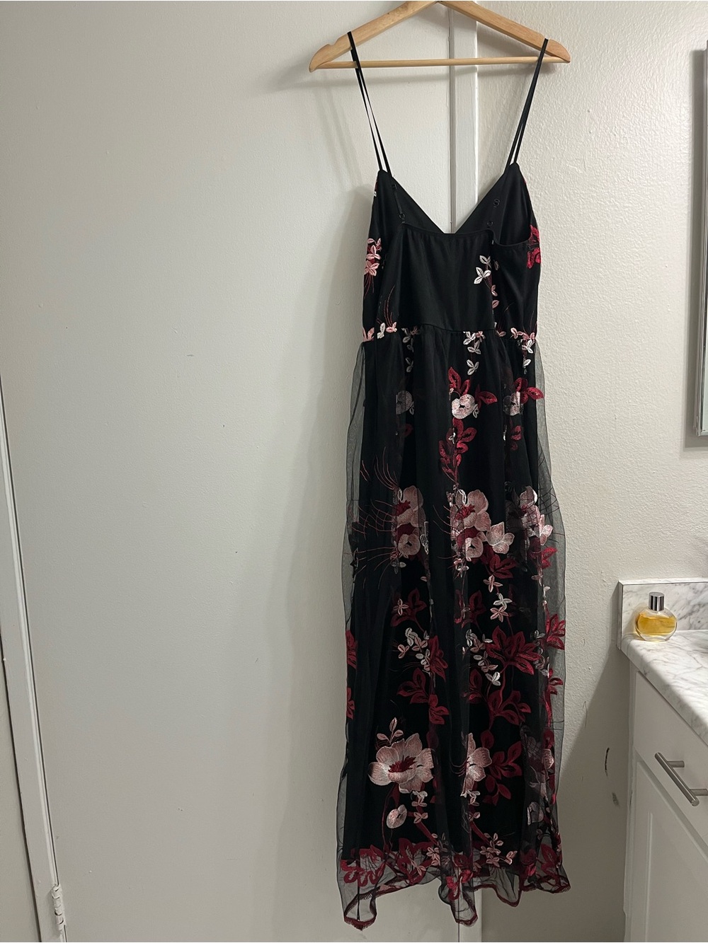 Windsor Black Maxi Dress with Red and Pink Floral Embroidery - Picture 6 of 6